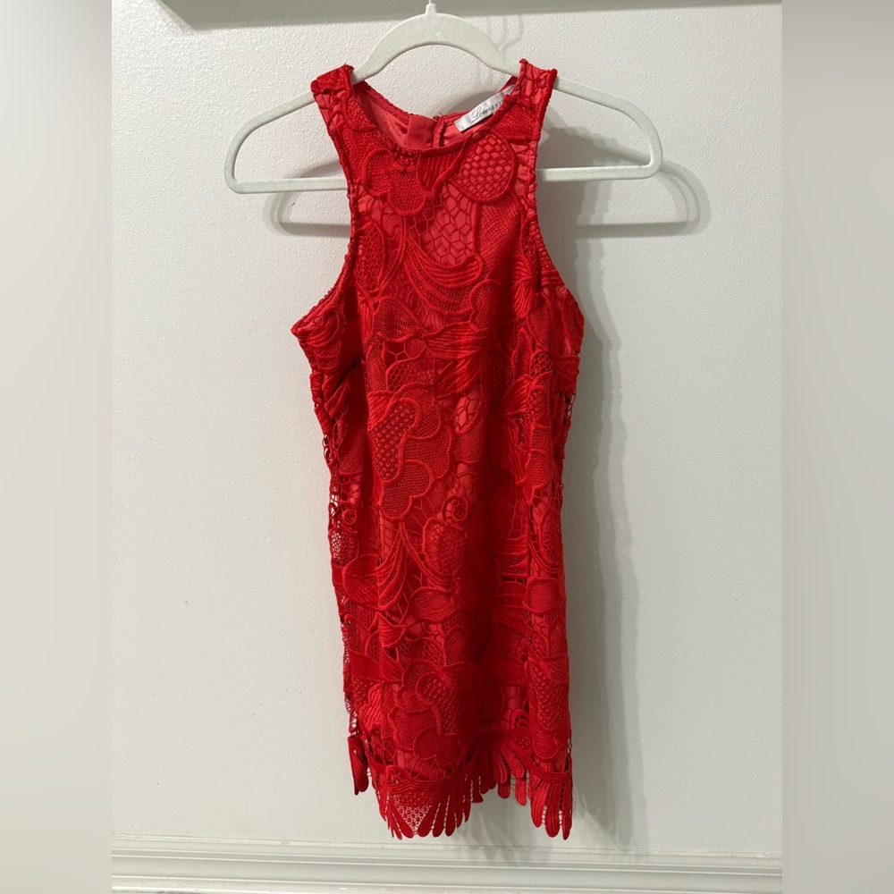 Lovers + Friends Vibrant Red Lace Dress